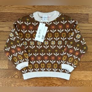 NWT Zara Jacquard Knit Floral Sweater 3-4Y